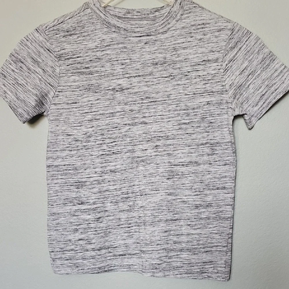 Gymboree Size Small 5-6 Gray Spacedye Crew Neck Comfy Short Sleeve Stretch Tee